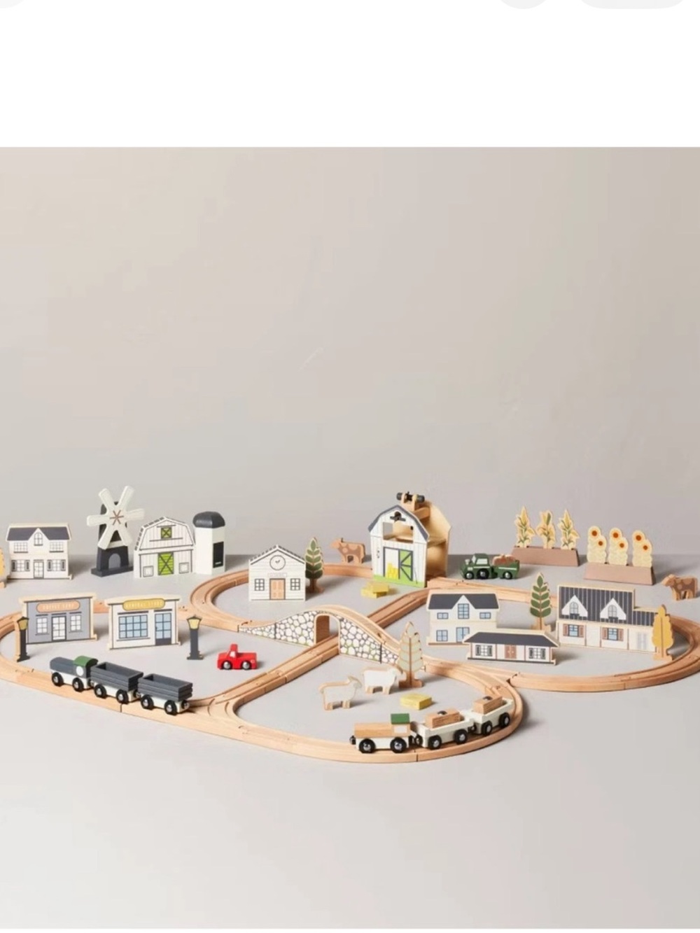 NWT Hearth & Hand 84 Piece Wooden Train Set Town Playset - Picture 2 of 7